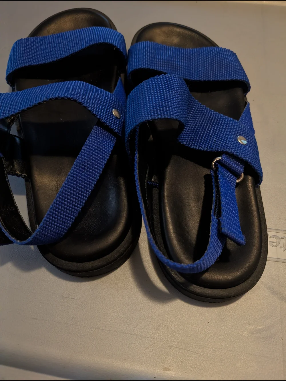 Barneys New York Vintage Blue Webbed Sandals Italy Men 9 M Fits Women 11